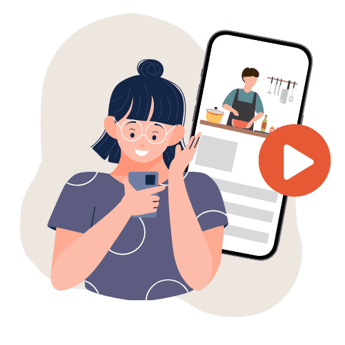 Watching Facebook cooking video