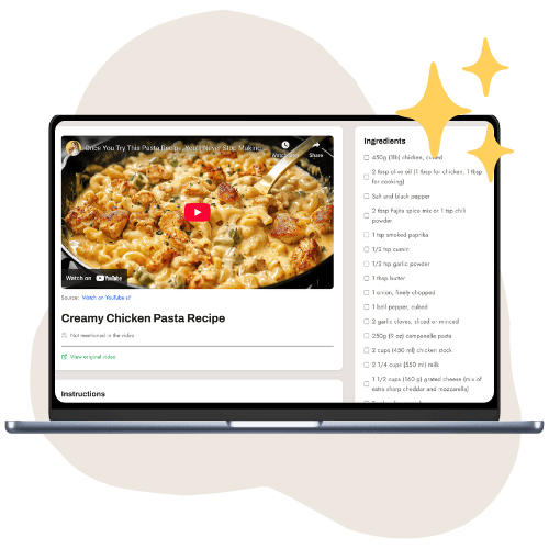 Formatted Facebook recipe display